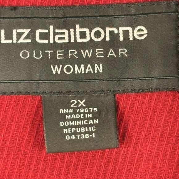 LIZ CLAIBORNE Women's Double Breasted Coat Wool Blend Twill Red Size 2X - Picture 6 of 6